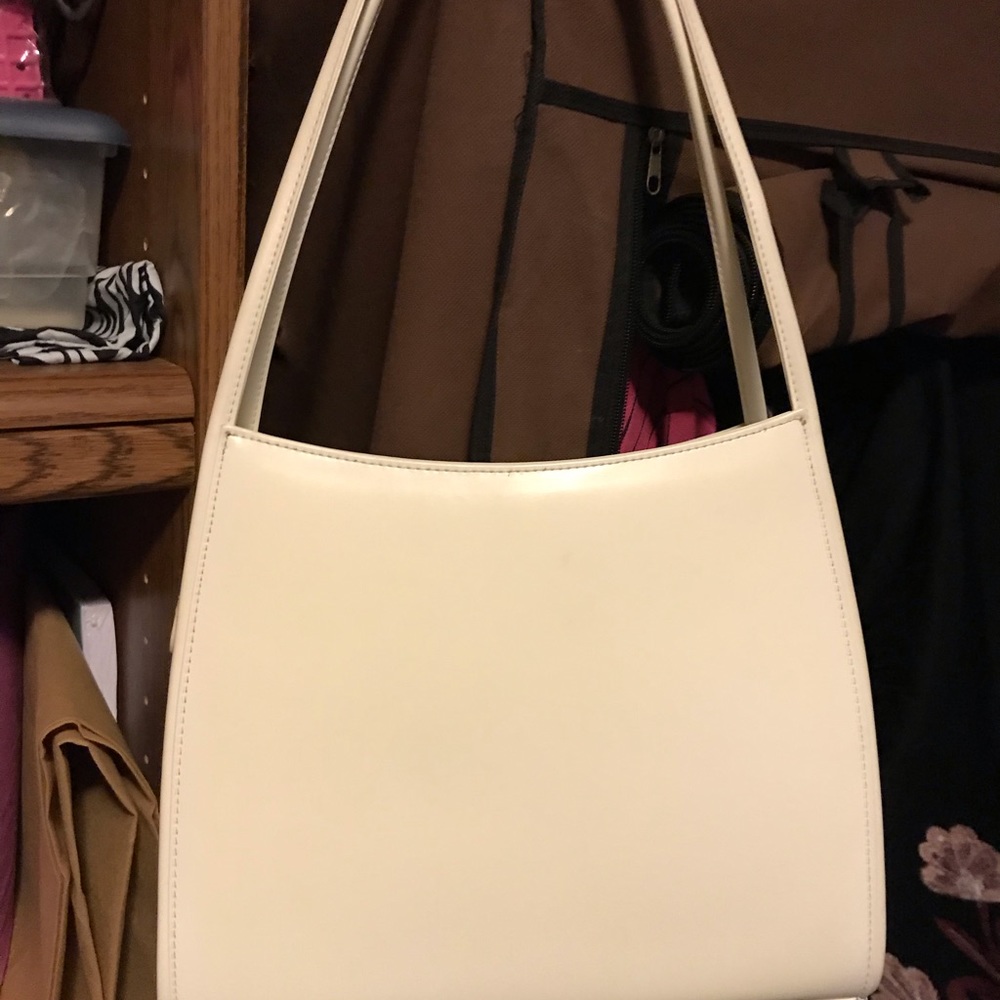 A cream color purse